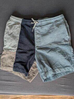 Colorblock Corduroy Drawstring Shorts Size S